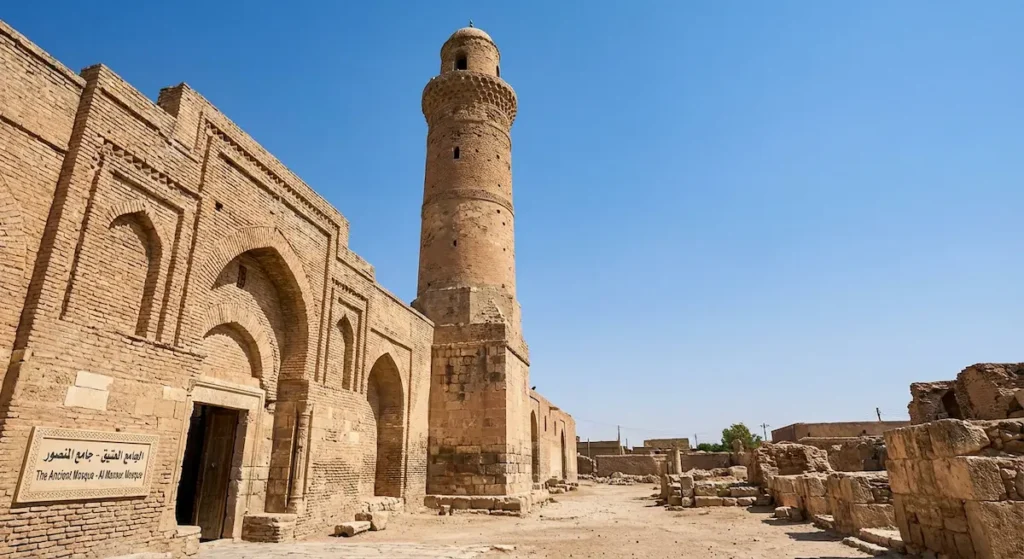 الجامع العتيق في الرقة مع مئذنته الأسطوانية من العصر الزنكي