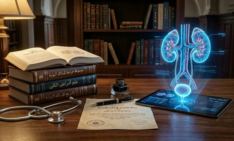 "صورة تعبيرية تمثل المسيرة الطبية والأكاديمية للدكتور السوري جهاد الكيلاني، اختصاصي جراحة المسالك البولية وخريج جامعة حلب، تعكس خبرته الممتدة لـ 25 عاماً."