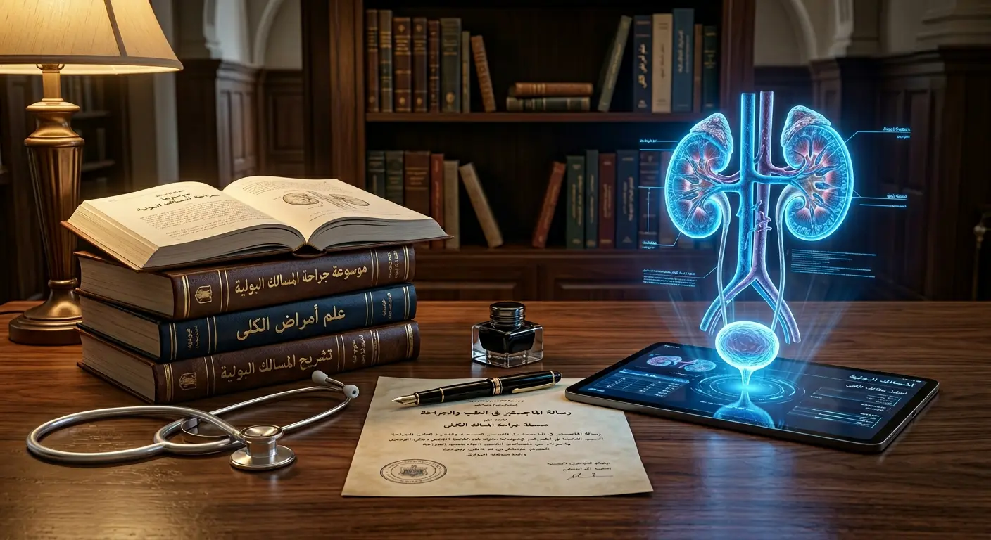 "صورة تعبيرية تمثل المسيرة الطبية والأكاديمية للدكتور السوري جهاد الكيلاني، اختصاصي جراحة المسالك البولية وخريج جامعة حلب، تعكس خبرته الممتدة لـ 25 عاماً."