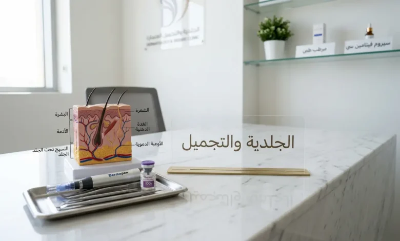 صورة توضيحية لأدوات عيادة الجلدية والتجميل