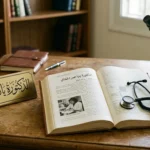 كتاب موسوعي وأدوات طبية تمثل السيرة الذاتية لطبيبة الأطفال الدكتورة يارا عمر الحلاق