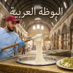 صورة غلاف تظهر حرفياً سورياً شاباً بزي أزرق فاتح وقبعة حمراء يدق البوظة العربية التقليدية بمدقة خشبية طويلة داخل سوق الحميدية بدمشق