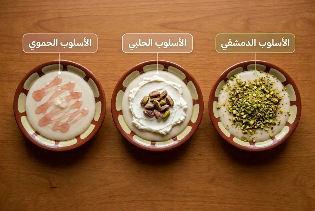 ثلاثة أنماط للبوظة العربية حسب المحافظات السورية: الدمشقي والحلبي والحموي