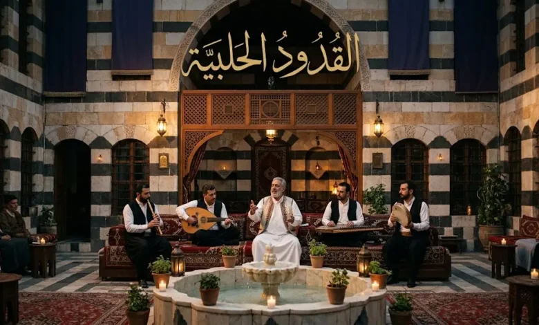 جلسة قدود حلبية تقليدية في فناء بيت شامي بحلب مع فرقة التخت الشرقي