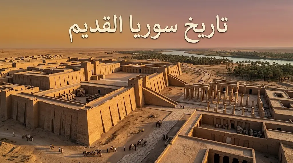 منظر جوي لمدينة سورية قديمة على ضفاف الفرات في العصر البرونزي