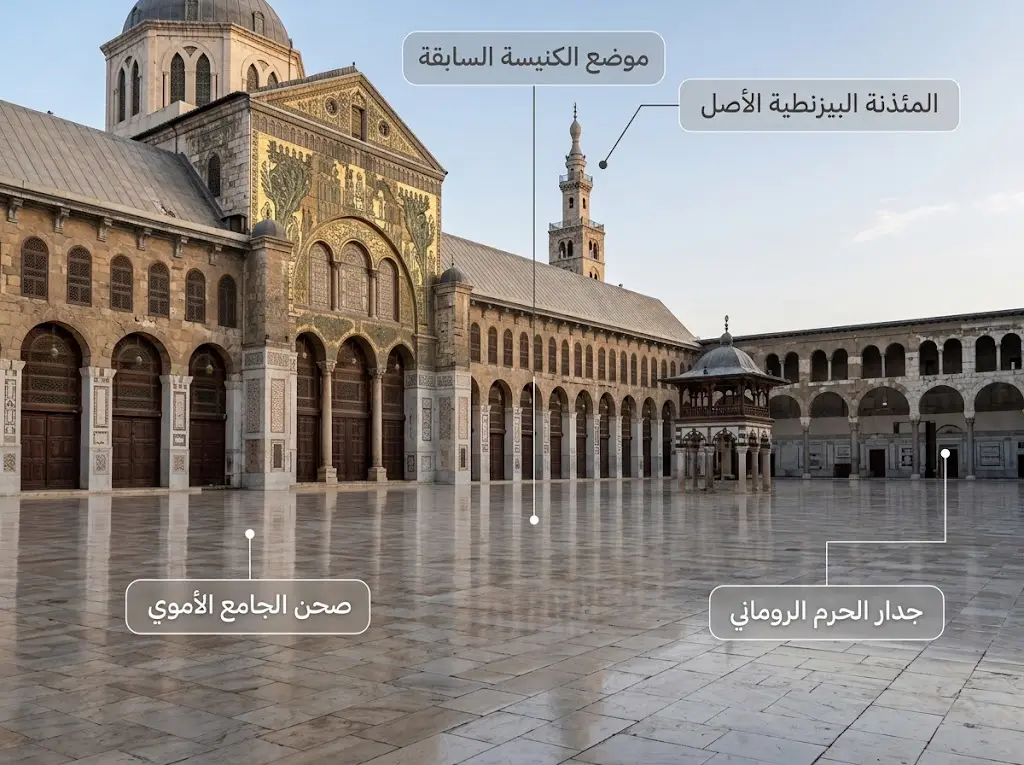 الجامع الأموي في دمشق فوق موقع كنيسة يوحنا المعمدان