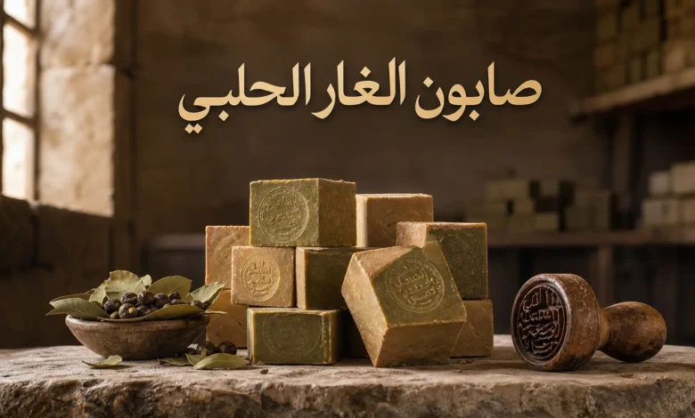 مكعبات صابون الغار الحلبي التقليدي مرصوصة داخل مصبنة حلبية قديمة