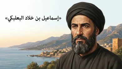 صورة تخيّلية لوجه إسماعيل بن خلاد البعلبكي زعيم الإسحاقية في مطلع القرن الخامس الهجري، بخلفية ساحل جبلة السوري — رسم تاريخي للأغراض التوضيحية لا يمثّل ملامح موثّقة.