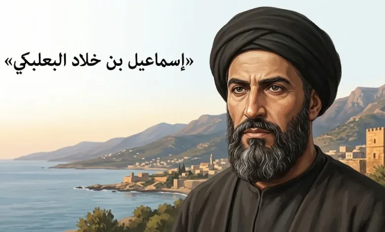 صورة تخيّلية لوجه إسماعيل بن خلاد البعلبكي زعيم الإسحاقية في مطلع القرن الخامس الهجري، بخلفية ساحل جبلة السوري — رسم تاريخي للأغراض التوضيحية لا يمثّل ملامح موثّقة.