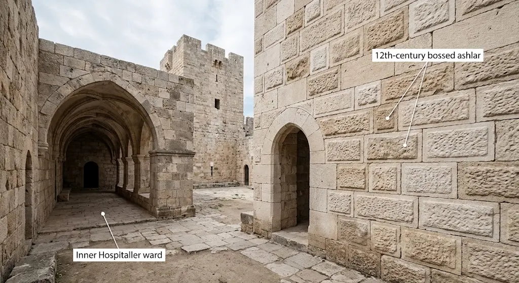 Bossed ashlar masonry of the 12th-century Hospitaller inner ward at Krak des Chevaliers