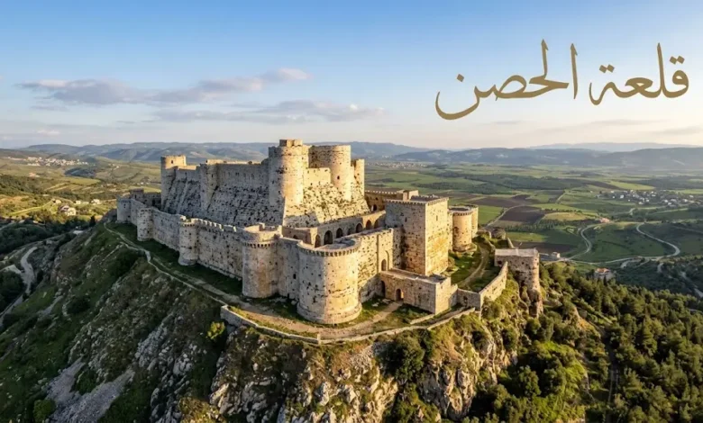 قلعة الحصن في سوريا على قمة تلة تشرف على سهل البقيعة في ريف حمص الغربي