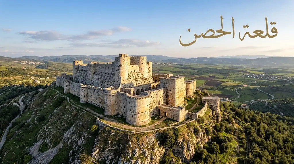 قلعة الحصن في سوريا على قمة تلة تشرف على سهل البقيعة في ريف حمص الغربي
