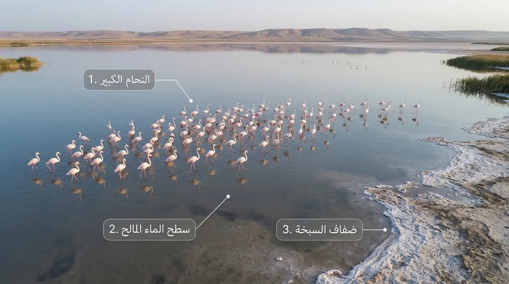 قطعان النحام الكبير في سبخة الجبول شمال شرق حلب