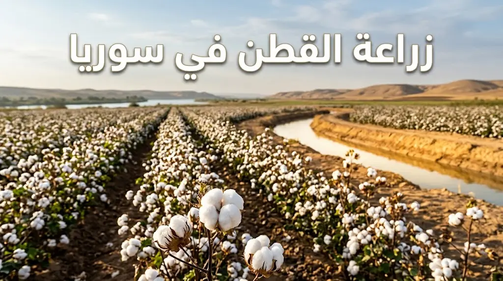 حقل قطن سوري مروي عند بدء موسم القطاف في حوض الفرات